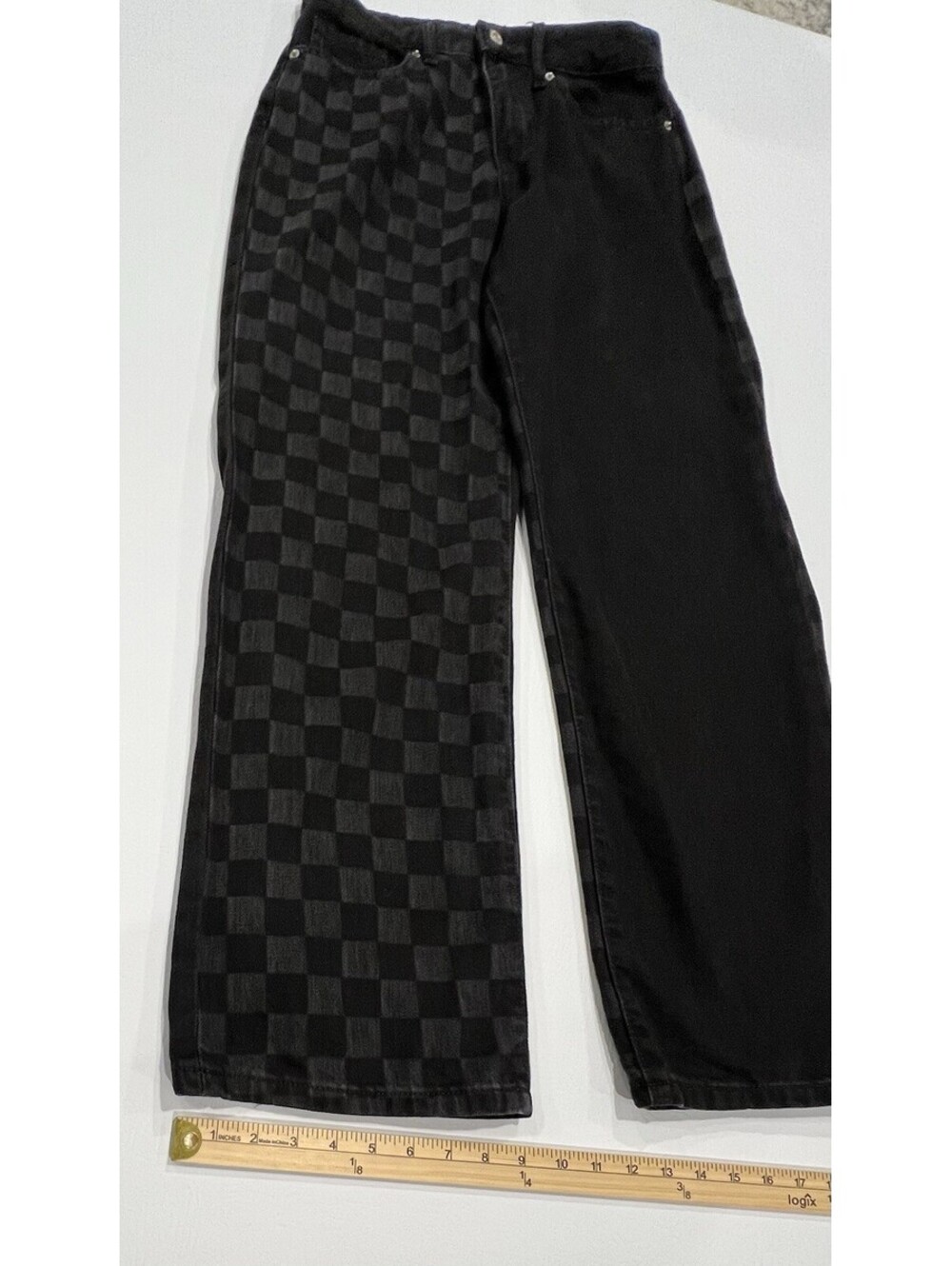 Forever 21 Black/ Gray Checkered Jeans Women’s Sz 28 - Picture 9 of 9